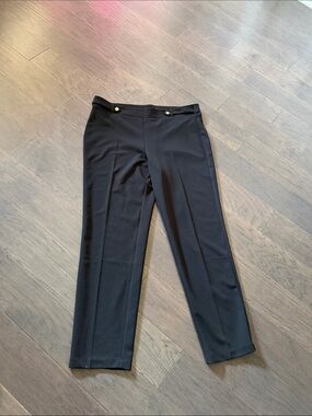New York & Company Black Women's Dress Pants with Gold Button Detail